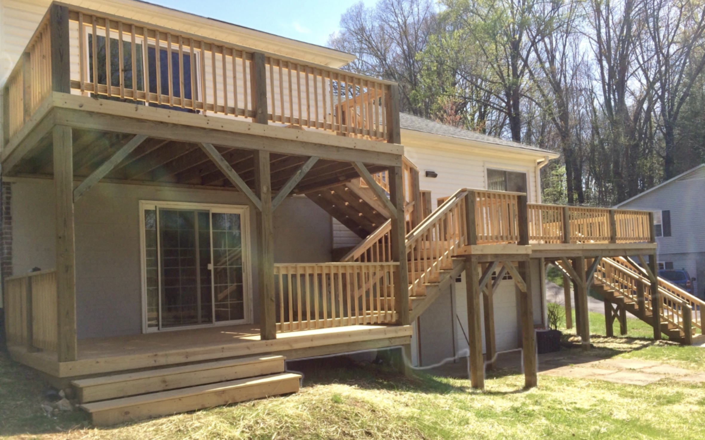 Two-story deck with covered lower level and open upper — Transylvania County NC