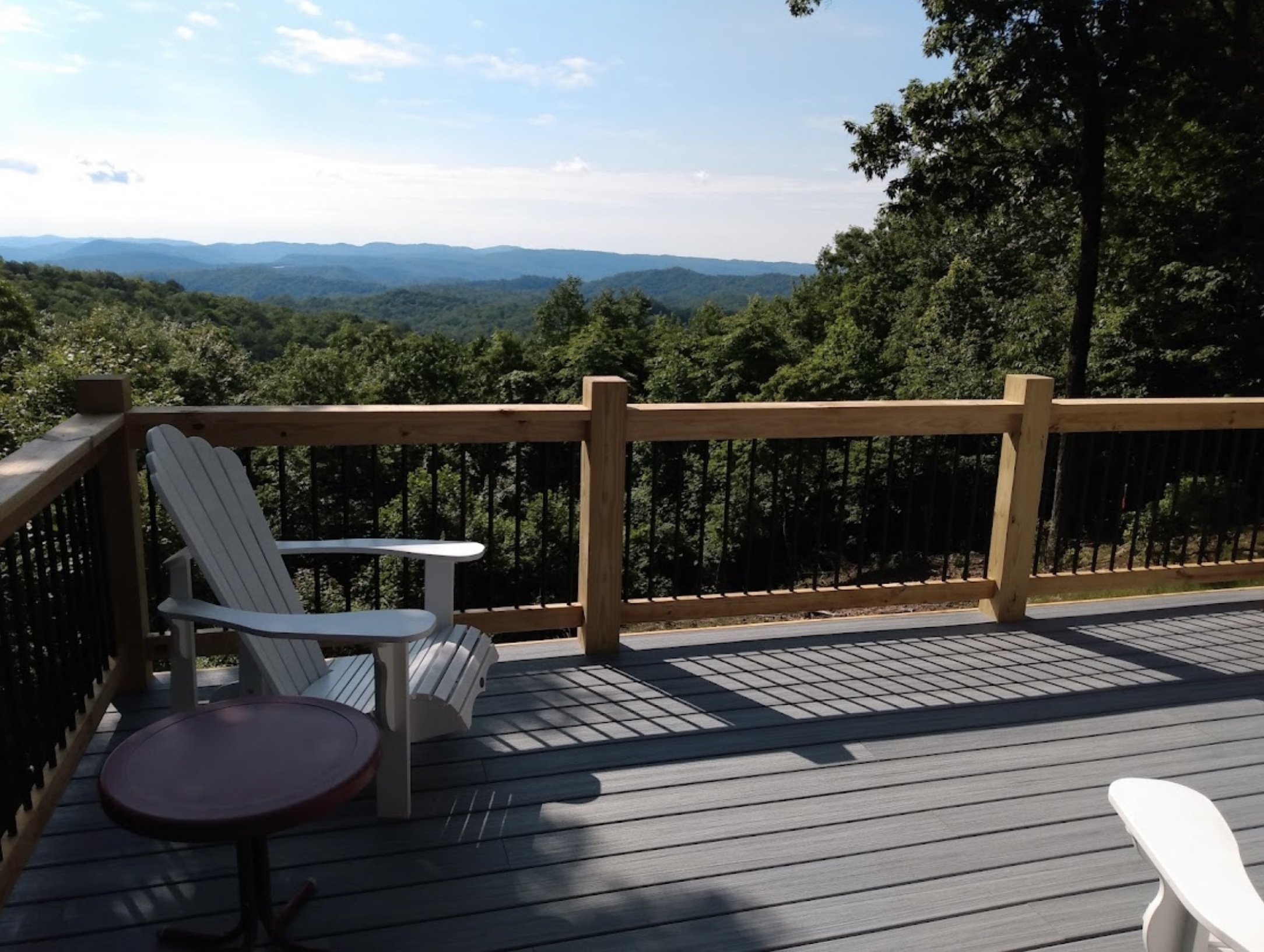 Elevated composite deck with Blue Ridge mountain view — Transylvania County NC